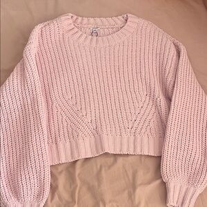 Garage Light Pink Knit Crew Neck Sweater
